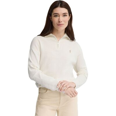 Polo Club Pullover ecru mit Zip-Kragen und Rigby Go Stickerei Weiß M Polo Club Pullover ecru mit Zip-Kragen und Rigby Go Stickerei Weiß M