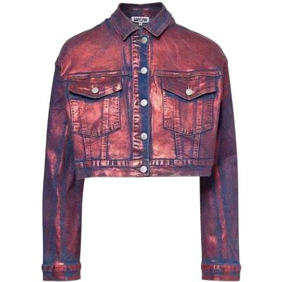 Amy Lynn AmyLynn - Jeansjacke für Damen, Metallic (Rot) Rot EU 34 / UK 6 Amy Lynn AmyLynn - Jeansjacke für Damen, Metallic (Rot) Rot EU 34 / UK 6