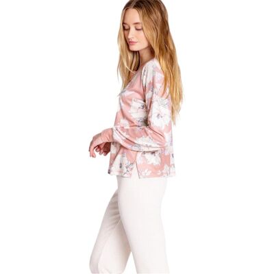 PJ Salvage - Oberteil für Damen, leger, Langärmlig (Palisander Rot bedruckt) Hell-Pink EU 36 / UK 8 PJ Salvage - Oberteil für Damen, leger, Langärmlig (Palisander Rot bedruckt) Hell-Pink EU 36 / UK 8