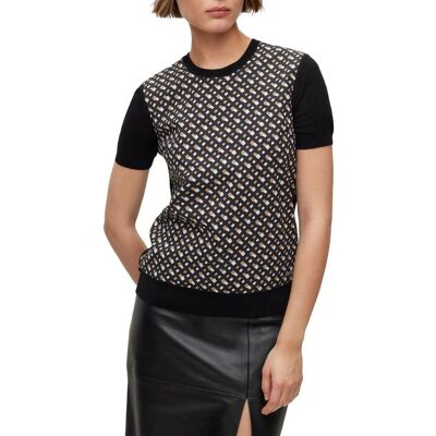Boss - "Fordana" Pullover Top für Damen, Logo, kurzärmlig (Glänzend) Schwarz EU 34 / UK 6 Boss - "Fordana" Pullover Top für Damen, Logo, kurzärmlig (Glänzend) Schwarz EU 34 / UK 6