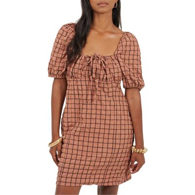 Brave Soul - Minikleid für Damen, Eckiger Ausschnitt, Puffärmel (Rostfarben/Schwarz) Rost EU 40 / UK 12 Brave Soul - Minikleid für Damen, Eckiger Ausschnitt, Puffärmel (Rostfarben/Schwarz) Rost EU 40 / UK 12