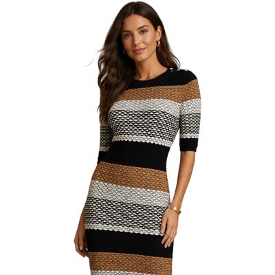 Boss - "Etanah" Maxikleid für Damen, Jerseyware (Schwarz/Grau/Braun) Schwarz EU 42 / UK 14 Boss - "Etanah" Maxikleid für Damen, Jerseyware (Schwarz/Grau/Braun) Schwarz EU 42 / UK 14