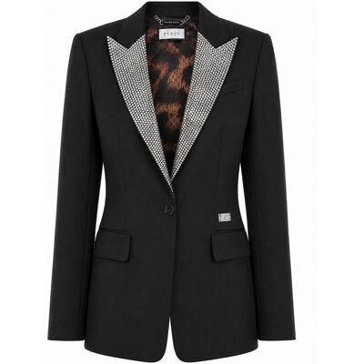 Philipp Plein Single Breasted Fit Blazer Crystal Strass Schwarz S Philipp Plein Single Breasted Fit Blazer Crystal Strass Schwarz S