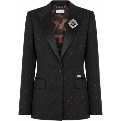 Philipp Plein Boyfriend Fit Blazer Crystal Strass Schwarz S Philipp Plein Boyfriend Fit Blazer Crystal Strass Schwarz S