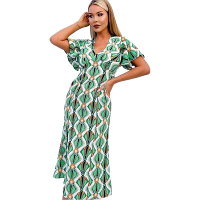 AX Paris - Midikleid für Damen, Schleifendetail (Bunt) Grün EU 38 / UK 10 AX Paris - Midikleid für Damen, Schleifendetail (Bunt) Grün EU 38 / UK 10
