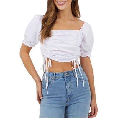 Brave Soul - Kurzes Top für Damen, Puffärmel (Weiß) Weiß EU 40 / UK 12 Brave Soul - Kurzes Top für Damen, Puffärmel (Weiß) Weiß EU 40 / UK 12