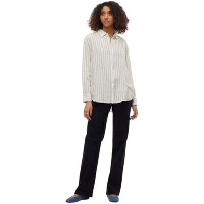 Vero Moda Gestreiftes Langarmhemd für Damen/Damen (Schneeweiß (Farbe)) Weiß EU 36 / UK 8 Vero Moda Gestreiftes Langarmhemd für Damen/Damen (Schneeweiß (Farbe)) Weiß EU 36 / UK 8