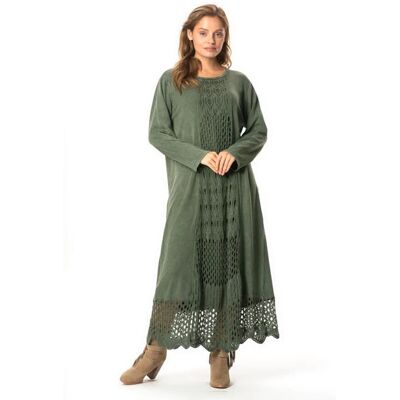 Turkishsouq Langärmliges, khakifarbenes Strickkleid mit ethnischem Muster von Sena für Herbst und Winter (HK) Khaki Einheitsgröße Turkishsouq Langärmliges, khakifarbenes Strickkleid mit ethnischem Muster von Sena für Herbst und Winter (HK) Khaki Einheitsgröße