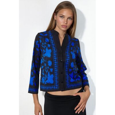 MSN Collection Blumige Jacquard-Buttonjacke Mehrfarben S MSN Collection Blumige Jacquard-Buttonjacke Mehrfarben S