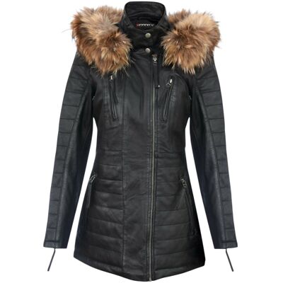 Infinity Leather Damen-Parka aus gestepptem Leder in Schwarz – Winton Schwarz EU 46 / UK 18 Infinity Leather Damen-Parka aus gestepptem Leder in Schwarz – Winton Schwarz EU 46 / UK 18