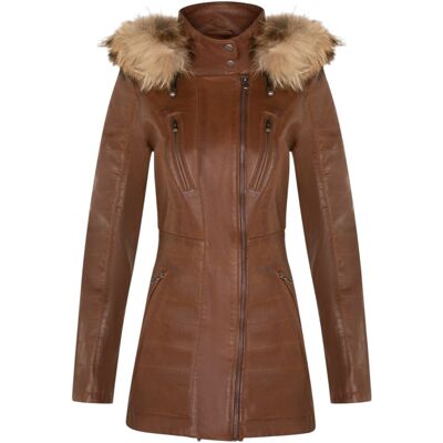 Infinity Leather Damen-Parka aus gestepptem Leder in Hellbraun – Winton Bräunen EU 42 / UK 14 Infinity Leather Damen-Parka aus gestepptem Leder in Hellbraun – Winton Bräunen EU 42 / UK 14