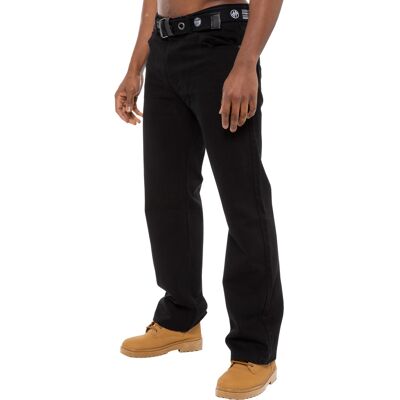 Enzo Herren Regular Fit Denim Jeans mit Gürtel - Schwarz Schwarz 30W/30L Enzo Herren Regular Fit Denim Jeans mit Gürtel - Schwarz Schwarz 30W/30L
