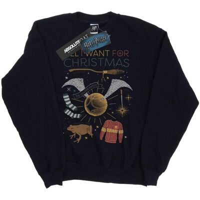 Harry Potter - "All I Want For" Sweatshirt für Mädchen (Marineblau) Marine 7-8A / 122-128cm Harry Potter - "All I Want For" Sweatshirt für Mädchen (Marineblau) Marine 7-8A / 122-128cm