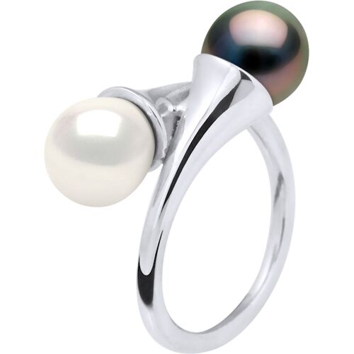 DIADEMA - Ring You & Me in Weißgold - Echte Süßwasserperlen und Tahiti-Perlen - Weiß Natürlich R