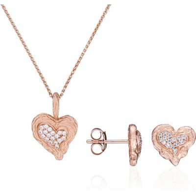 Orphelia 'Hazel' Damen 925 Sterling Silber Set: Kettenanhänger + Ohrringe - Rosé SET-7082/1 Rose Einheitsgröße Orphelia 'Hazel' Damen 925 Sterling Silber Set: Kettenanhänger + Ohrringe - Rosé SET-7082/1 Rose Einheitsgröße