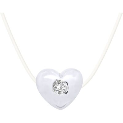DIADEMA - Halskette - Nylon - Herz - Echter Diamant Weiß Einheitsgröße DIADEMA - Halskette - Nylon - Herz - Echter Diamant Weiß Einheitsgröße