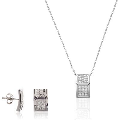 Orphelia Damen 925 Sterling Silber Set: Kettenanhänger + Ohrringe - Silber SET-5902 Silber Einheitsgröße Orphelia Damen 925 Sterling Silber Set: Kettenanhänger + Ohrringe - Silber SET-5902 Silber Einheitsgröße
