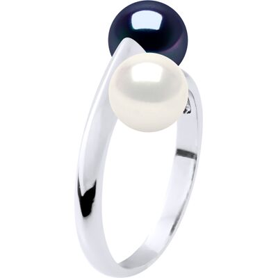 Ateliers Saint Germain Ring You & Me – 2 echte Süßwasser-Zuchtperlen rund 6–7 mm – Qualität AAA Weiß Einheitsgröße Ateliers Saint Germain Ring You & Me – 2 echte Süßwasser-Zuchtperlen rund 6–7 mm – Qualität AAA Weiß Einheitsgröße
