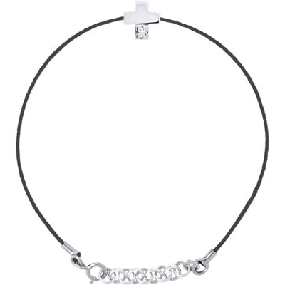 DIADEMA - Armband - Schwarzes Nylon - Echter Diamant Weiß Einheitsgröße DIADEMA - Armband - Schwarzes Nylon - Echter Diamant Weiß Einheitsgröße