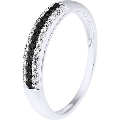 DIADEMA - Ring - Prestige Diamanten Weiß und Schwarz - Weißgold Weiß L 1/2 DIADEMA - Ring - Prestige Diamanten Weiß und Schwarz - Weißgold Weiß L 1/2