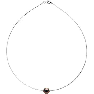 Ateliers Saint Germain Halskette OMEGA aus Silber 925 rhodiniert und echte Tahiti-Zuchtperle rund 9-10 mm Silber Einheitsgröße Ateliers Saint Germain Halskette OMEGA aus Silber 925 rhodiniert und echte Tahiti-Zuchtperle rund 9-10 mm Silber Einheitsgröße