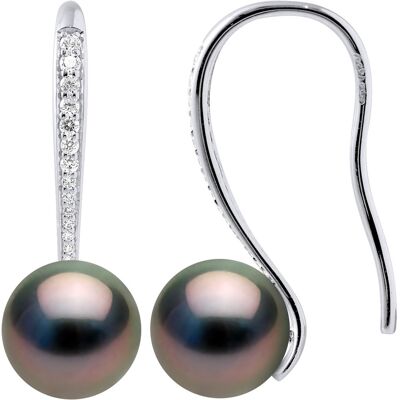 Ateliers Saint Germain Ohrringe, echte Tahiti-Zuchtperlen, rund, 8–9 mm, mit kubischen Zirkonia Schwarz Einheitsgröße Ateliers Saint Germain Ohrringe, echte Tahiti-Zuchtperlen, rund, 8–9 mm, mit kubischen Zirkonia Schwarz Einheitsgröße