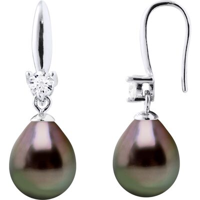 Ateliers Saint Germain Ohrringe Silber 925 & Zirkonia – 2 echte Tahiti-Zuchtperlen Birne 8-9 mm Schwarz Einheitsgröße Ateliers Saint Germain Ohrringe Silber 925 & Zirkonia – 2 echte Tahiti-Zuchtperlen Birne 8-9 mm Schwarz Einheitsgröße