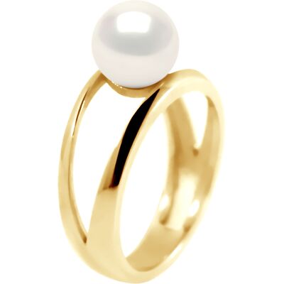 DIADEMA - Ring in Gelbgold - Echte Süßwasserperlen Weiß K DIADEMA - Ring in Gelbgold - Echte Süßwasserperlen Weiß K