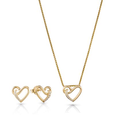 Orphelia 'Ida' Damen 925 Sterling Silber Set: Kettenanhänger + Ohrringe - Gold SET-7521/G Gold Einheitsgröße Orphelia 'Ida' Damen 925 Sterling Silber Set: Kettenanhänger + Ohrringe - Gold SET-7521/G Gold Einheitsgröße