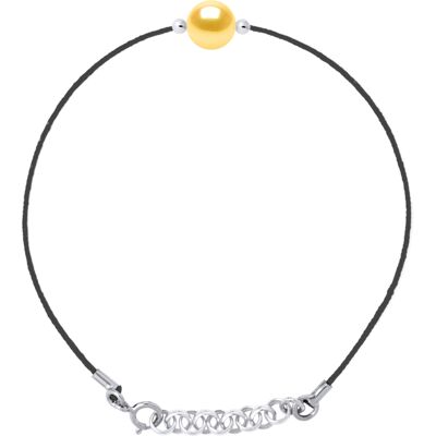 DIADEMA - Armband - Schwarzes Nylon - Süßwasserperle - Gold Gold Einheitsgröße DIADEMA - Armband - Schwarzes Nylon - Süßwasserperle - Gold Gold Einheitsgröße
