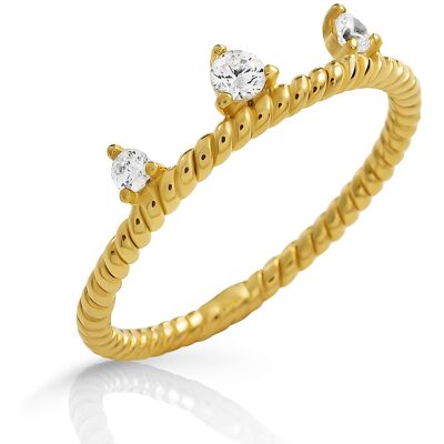 Orphelia 'Krone' Damenring aus 925er Sterlingsilber – Gold ZR-7529/G Gold Q Orphelia 'Krone' Damenring aus 925er Sterlingsilber – Gold ZR-7529/G Gold Q