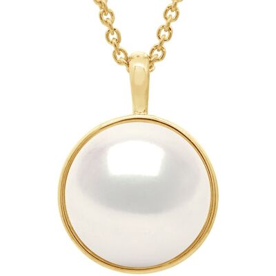 Ateliers Saint Germain Halskette mit Perlenanhänger, Gelbgold-Umrandung, glatt – echte Süßwasser-Zuchtperle, Knopf 10–11 mm Gelb Einheitsgröße Ateliers Saint Germain Halskette mit Perlenanhänger, Gelbgold-Umrandung, glatt – echte Süßwasser-Zuchtperle, Knopf 10–11 mm Gelb Einheitsgröße