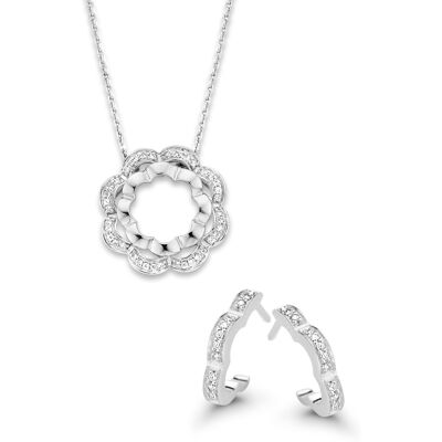 Orphelia 'Onyx' Damen 925 Sterling Silber Set: Kettenanhänger + Ohrringe - Silber SET-7127 Silber Einheitsgröße Orphelia 'Onyx' Damen 925 Sterling Silber Set: Kettenanhänger + Ohrringe - Silber SET-7127 Silber Einheitsgröße