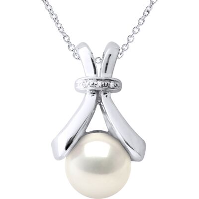 Ateliers Saint Germain Halskette Schmuck Diamant 0,01 Karat Weißgold und echte Süßwasser-Zuchtperle Knopf 6-7 mm Weiß Einheitsgröße Ateliers Saint Germain Halskette Schmuck Diamant 0,01 Karat Weißgold und echte Süßwasser-Zuchtperle Knopf 6-7 mm Weiß Einheitsgröße