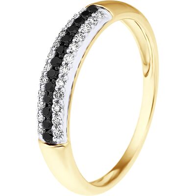 DIADEMA - Ring - Prestige Diamanten Weiß und Schwarz - Gelbgold Weiß L 1/2 DIADEMA - Ring - Prestige Diamanten Weiß und Schwarz - Gelbgold Weiß L 1/2