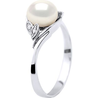 DIADEMA - Ring - Weißgold - Echte Süßwasserperlen - Weiß Weiß K DIADEMA - Ring - Weißgold - Echte Süßwasserperlen - Weiß Weiß K