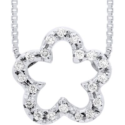 DIADEMA - Halskette mit Diamanten - Blume - Weißgold Weiß Einheitsgröße DIADEMA - Halskette mit Diamanten - Blume - Weißgold Weiß Einheitsgröße