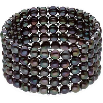 DIADEMA - Armband - Echte Süßwasserperlen - Schwarzer Tahitian Style Schwarz Einheitsgröße DIADEMA - Armband - Echte Süßwasserperlen - Schwarzer Tahitian Style Schwarz Einheitsgröße