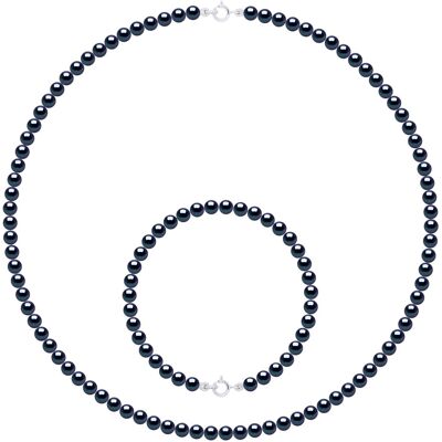 Ateliers Saint Germain Das Set Halskette/Armband besteht aus: Halskette aus echten Süßwasser-Zuchtperlen, rund 4–5 mm Schwarz Einheitsgröße Ateliers Saint Germain Das Set Halskette/Armband besteht aus: Halskette aus echten Süßwasser-Zuchtperlen, rund 4–5 mm Schwarz Einheitsgröße