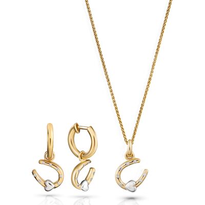Orphelia 'Aurora' Damen 925 Sterling Silber Set: Kettenanhänger + Ohrringe - Silber/Gold SET-7525/G Silber Gold Einheitsgröße Orphelia 'Aurora' Damen 925 Sterling Silber Set: Kettenanhänger + Ohrringe - Silber/Gold SET-7525/G Silber Gold Einheitsgröße