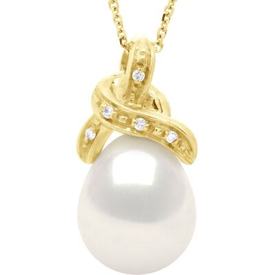 Ateliers Saint Germain Halskette Perlenanhänger KNOT Gelbgold und Diamanten 0,04 ct echte Süßwasserperle Birne 9-10 mm Gelb Einheitsgröße Ateliers Saint Germain Halskette Perlenanhänger KNOT Gelbgold und Diamanten 0,04 ct echte Süßwasserperle Birne 9-10 mm Gelb Einheitsgröße