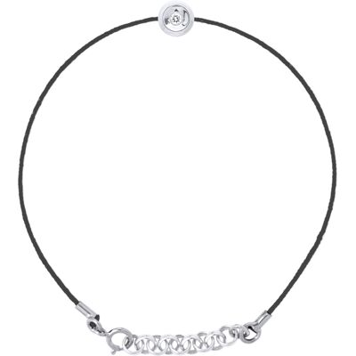 DIADEMA - Armband - Schwarzes Nylon und echter Diamant Weiß Einheitsgröße DIADEMA - Armband - Schwarzes Nylon und echter Diamant Weiß Einheitsgröße