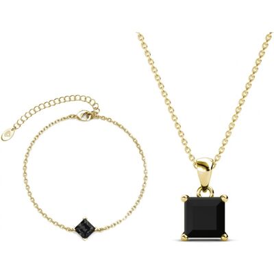 MYC Paris Einfaches quadratisches Handschellen-Set - Gold und schwarzes Kristall Schwarzes Gold Einheitsgröße MYC Paris Einfaches quadratisches Handschellen-Set - Gold und schwarzes Kristall Schwarzes Gold Einheitsgröße