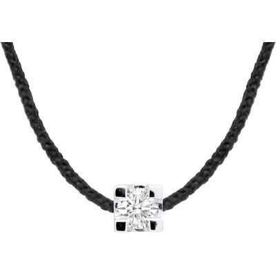 DIADEMA - Halskette - Schwarzes Nylon - Echter Diamant Weiß Einheitsgröße DIADEMA - Halskette - Schwarzes Nylon - Echter Diamant Weiß Einheitsgröße