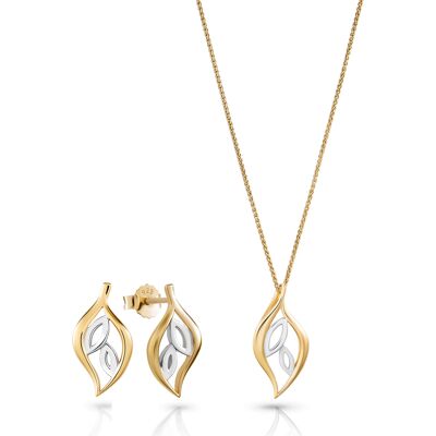 Orphelia 'Charlotte' Damen 925 Sterling Silber Set: Kettenanhänger + Ohrringe - Silber/Gold SET-7523/G Silber Gold Einheitsgröße Orphelia 'Charlotte' Damen 925 Sterling Silber Set: Kettenanhänger + Ohrringe - Silber/Gold SET-7523/G Silber Gold Einheitsgröße