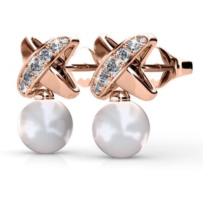 MYC Paris Chris Perlenohrringe - Rose Gold und Kristall Weiß- und Roségold Einheitsgröße MYC Paris Chris Perlenohrringe - Rose Gold und Kristall Weiß- und Roségold Einheitsgröße