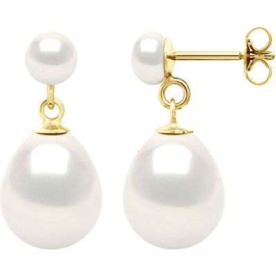 Ateliers Saint Germain Doppelte Ohrringe aus Gelbgold – echte Süßwasser-Zuchtperlen, Knopf 5–6 mm + Birne 10–11 mm Gelb Einheitsgröße Ateliers Saint Germain Doppelte Ohrringe aus Gelbgold – echte Süßwasser-Zuchtperlen, Knopf 5–6 mm + Birne 10–11 mm Gelb Einheitsgröße
