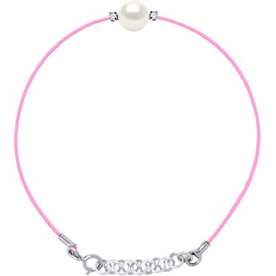 DIADEMA - Armband - Rosa Nylon - Süßwasserperle - Diamanten Weiß Einheitsgröße DIADEMA - Armband - Rosa Nylon - Süßwasserperle - Diamanten Weiß Einheitsgröße
