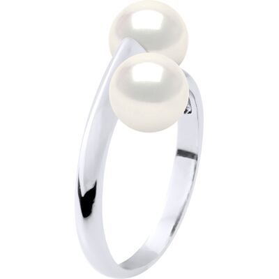 Ateliers Saint Germain Ring You & Me – 2 echte Süßwasser-Zuchtperlen rund 6–7 mm – Qualität AAA Weiß Einheitsgröße Ateliers Saint Germain Ring You & Me – 2 echte Süßwasser-Zuchtperlen rund 6–7 mm – Qualität AAA Weiß Einheitsgröße