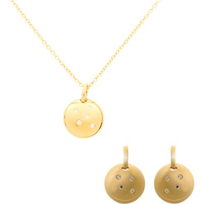 Orphelia 'Linn' Damen 925 Sterling Silber Set: Kettenanhänger + Ohrringe - Gold SET-7130/G Gold Einheitsgröße Orphelia 'Linn' Damen 925 Sterling Silber Set: Kettenanhänger + Ohrringe - Gold SET-7130/G Gold Einheitsgröße